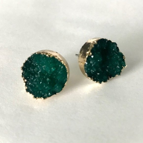 Indie Boho Druzy Green Crystal Quartz Earrings - Picture 3 of 8
